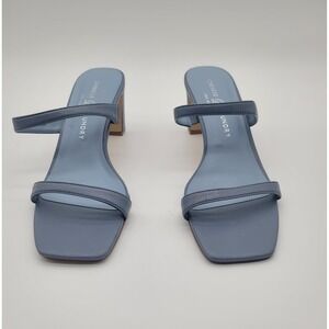 Chinese Laundry Blue Heeled Mules Square Toe Slip-On Sandals Block Heel 7.5